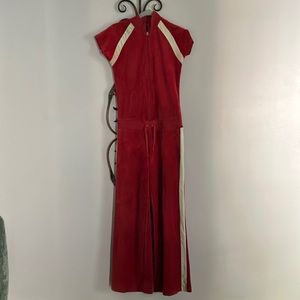 J Lo jumpsuit. Velour one piece cap sleeve zip front